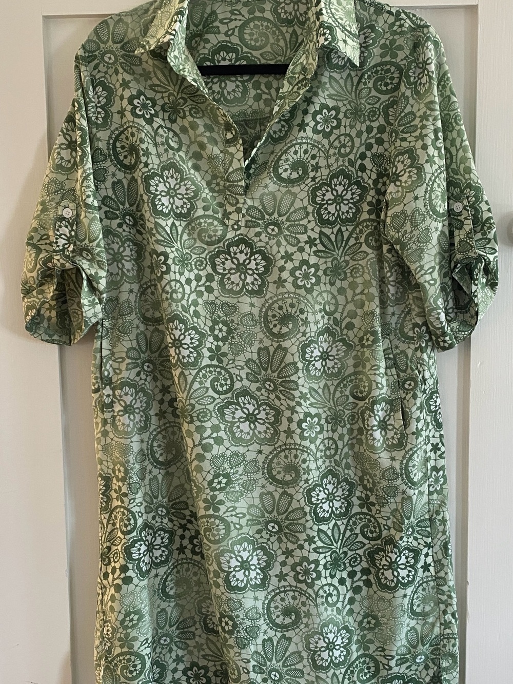 Women’s Green Floral Boho Artist Shirt/Dress
